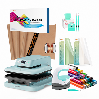 HTVRONT Auto Heat Press Machine for T Shirts 15x15 110V, Ultimate Premium Kit - Light Blue