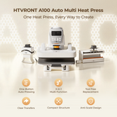 HTVRONT A100 Auto Multi Heat Press with features highlighted on a light background