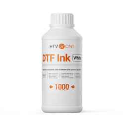 Bottle of HTVRONT White DTF Ink on a white background