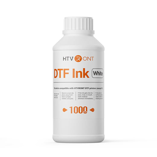 Bottle of HTVRONT White DTF Ink on a white background