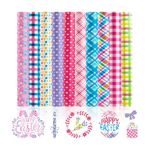 Easter Plaid Heat Transfer Vinyl - 11 Pack Easter Iron on Vinyl for T-Shirts - 12"x10"