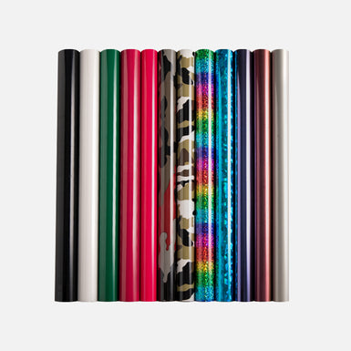 Heat Transfer Vinyl Bundle - 12 Roll 12" x 5FT（Fluorescent Pink & Rose Red）
