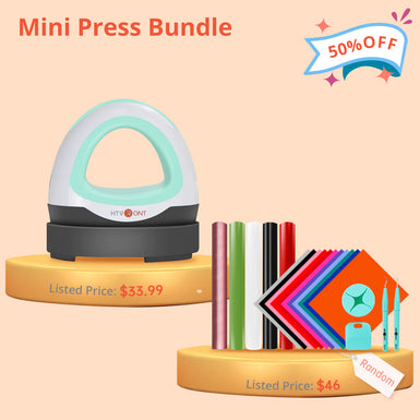 [Mini Heat Press Bundle] HTVRONT Mini Heat Press Machine  + HTV & Tools Bundle ≥$40