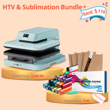 [HTV & Sublimation Bundle] Auto Heat Press Machine 15" x 15" 110V + 20 rolls HTV Bundle+ 150pcs Sublimation Paper+3 Packs PTFE Teflon 16" x 20"  (≥$90)
