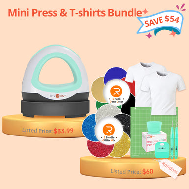 [T-shirts Bundle] Mini Heat Press Machine + 2 pcs T-shirts & Materials Bundle ≥$60
