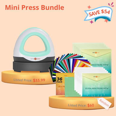 [Mini Heat Press Bundle] Mini Heat Press Machine + Sublimation & HTV Sheets Bundle ≥$60