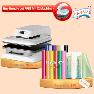 [Buy Bundle get FREE Mini2 Machine] Auto Heat Press Machine+Great Value Box A ≥$90 + FREE Mini2 Heat Press