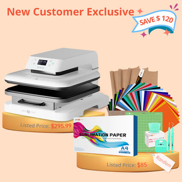 [New Customer Exclusive] Auto Heat Press Machine 15" x 15" 110V + Great Value Box ≥$85 (36 sheets HTV+150 sheets Sublimation Paper A4+Tools Bundle)
