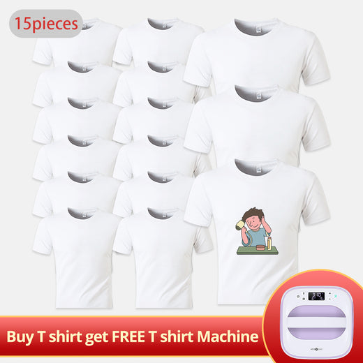 15 pack T shirt Blanks Bundle[Buy T shirt get FREE T shirt Heat Press Machine]