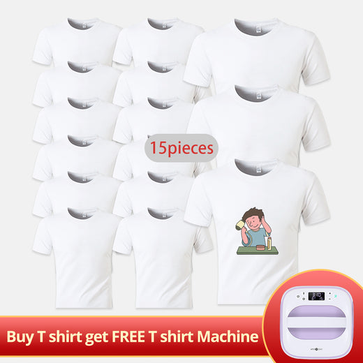 15 pack T shirt Blanks Bundle[Buy T shirt get FREE T shirt Heat Press Machine]