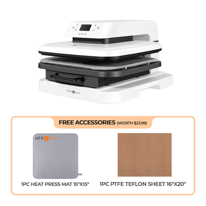 HTVRONT Auto Heat Press Machine for T Shirts 15x15 110V - (2 Colors) Smart T Shirt Press Machine