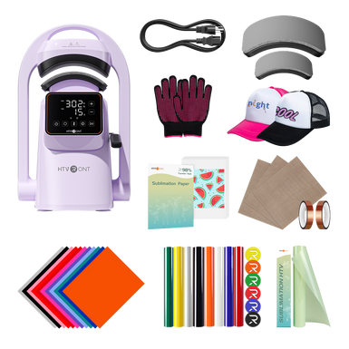 HTVRONT A300 Auto Hat Heat Press, Ultimate Premium Kit - Lavender Purple