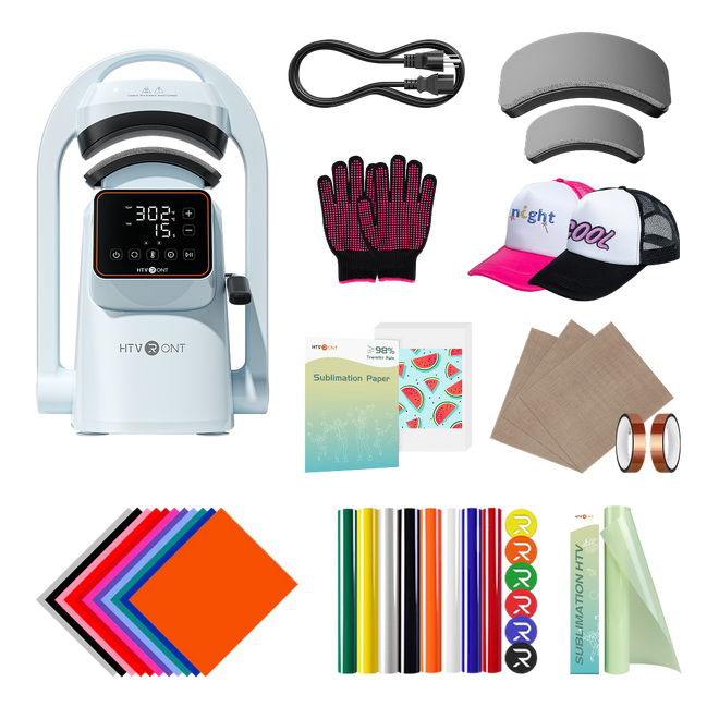 HTVRONT A300 Auto Hat Heat Press, Ultimate Premium Kit