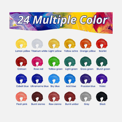 Acrylic paint set - 24 colors with brushes