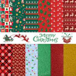 2025 New Models Christmas Patterned Heat Transfer Vinyl Bundle - 13 Sheets 12"x10"