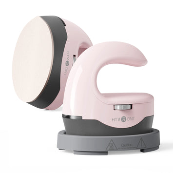 Pink Portable H1 mini heat press machine on a white background