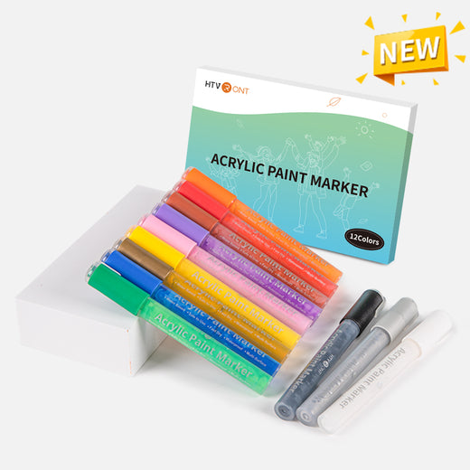 HTVRONT Acrylic Paint Pens Markers - 12 Colors Vibrant Acrylic Paint  Markers for Rock Painting, Canvas, Stone, Metal, Plastic, Wood - Quick Dry