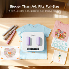 Bigger Than A4, Fits Full-Size. Fit full A4 designs in one press for more creative freedom