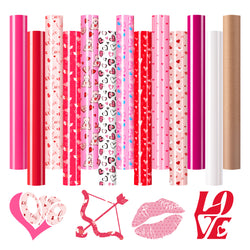 Valentine's Day Heat Transfer Vinyl - 13 Pack Patterned HTV（12 × 10in）