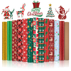 2025 New Models Christmas Patterned Heat Transfer Vinyl Bundle - 13 Sheets 12"x10"