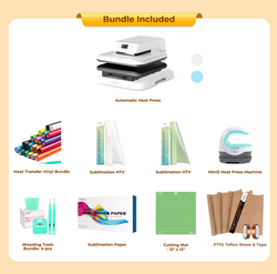 HTVRONT Auto Heat Press Machine for T Shirts 15x15 110V, Ultimate Premium Kit - White