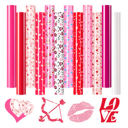 Valentine's Day Heat Transfer Vinyl - 13 Pack Patterned HTV（12 × 10in）