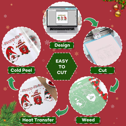 2025 New Models Christmas Patterned Heat Transfer Vinyl Bundle - 13 Sheets 12"x10"