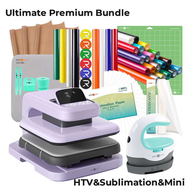 HTVRONT Auto Heat Press 2 - Digit 120V, Ultimate Premium Kit - Lavender Purple