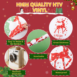 2025 New Models Christmas Patterned Heat Transfer Vinyl Bundle - 13 Sheets 12"x10"
