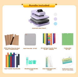 HTVRONT Auto Heat Press 2 - Digit 120V, Ultimate Premium Kit - Lavender Purple