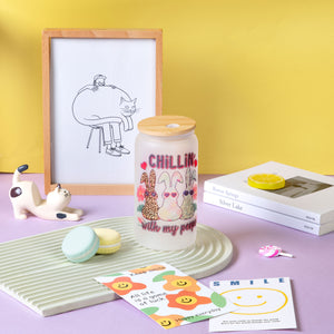 glass with rabbit pattern