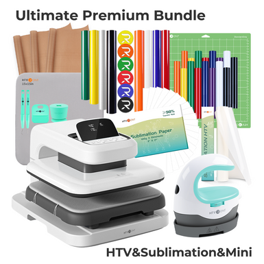 HTVRONT Auto Heat Press 2 - Digit 120V, Ultimate Premium Kit - Daisy White