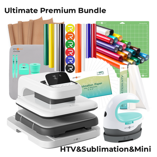 HTVRONT Auto Heat Press 2 - Digit 120V, Ultimate Premium Kit - Daisy White
