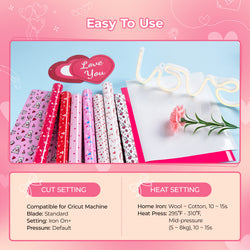 Valentine's Day Heat Transfer Vinyl - 13 Pack Patterned HTV（12 × 10in）
