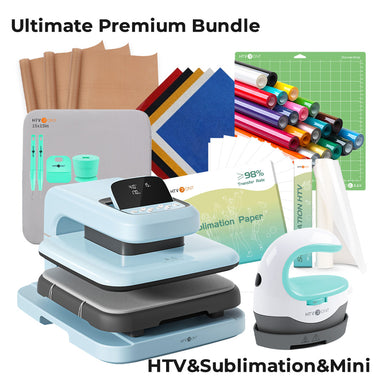 HTVRONT Auto Heat Press 2 - Digit 120V, Ultimate Premium Kit - Bubble Blue