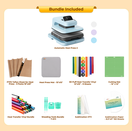 HTVRONT Auto Heat Press 2 - Digit 120V, Ultimate Premium Kit - Bubble Blue