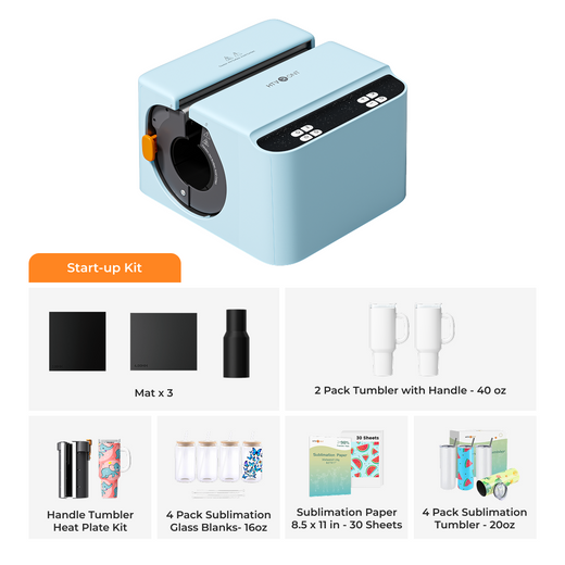 HTVRONT A200 Auto Tumbler Heat Press, Start-up Kit - Bubble Blue(Sold Out)
