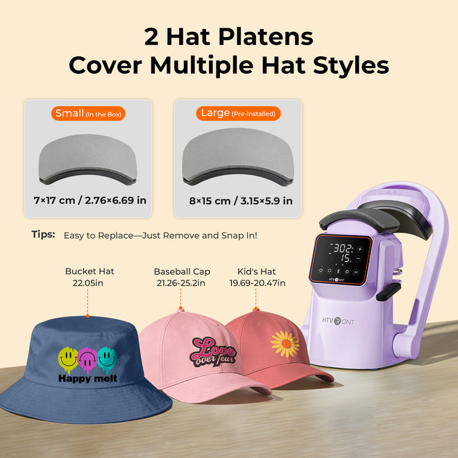 HTVRONT A300 Auto Hat Heat Press, Ultimate Premium Kit - Lavender Purple