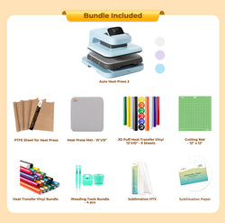 HTVRONT Auto Heat Press 2 - Digit 120V, Ultimate Premium Kit - Bubble Blue