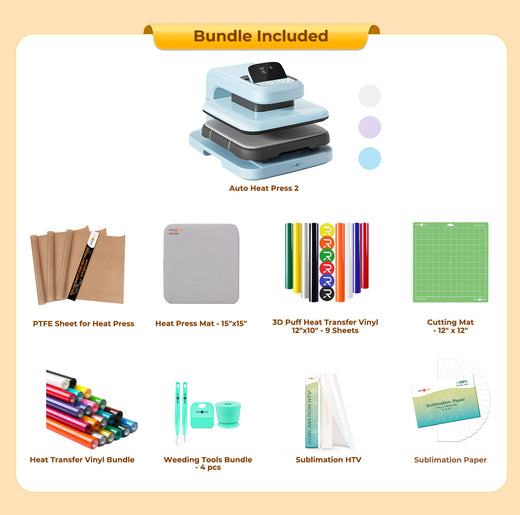 HTVRONT Auto Heat Press 2 - Digit 120V, Ultimate Premium Kit - Bubble Blue