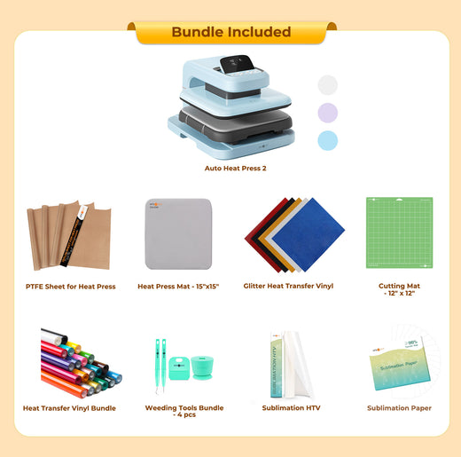 HTVRONT Auto Heat Press 2 - Digit 120V, Ultimate Premium Kit - Bubble Blue
