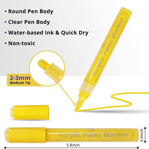 Bigthumb Acrylic Paint Marker Pens 12 Vibrant Colors Acrylic