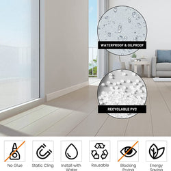 Window Privacy Film - Non Adhesive Frosted Glass (17.5"×6.5ft, Matte White)