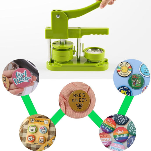 [Mom Gifts] Button Maker Machine 58mm+(110pcs Button Supplies+60 Sheets Printable Vinyl Sticker Paper Waterproof+Tools≥＄30)