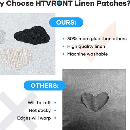 HTVRONT Iron on Patches for Clothing Repair, Fabric Patches Iron on,  Classic Black Repair Decorating Kit 20 Pieces Iron on Patch Size 3.7 by  4.9