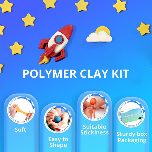 Polymer Clay Kit 30 Colors - Non-Sticky, Non-Toxic Modeling Oven Bake Clay with Sculpting Tools