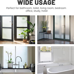 Window Privacy Film - Non Adhesive Frosted Glass (17.5"×6.5ft, Matte White)