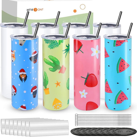 4 Pack Sublimation Tumbler Blank with Sublimation Paper - Skinny