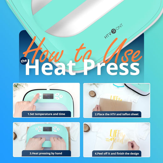 HTVRONT Heat Press Machine for T Shirts, Portable Heat Press 10"X10" - Heat Up Fast & Distribute Heat Evenly (Light Green)
