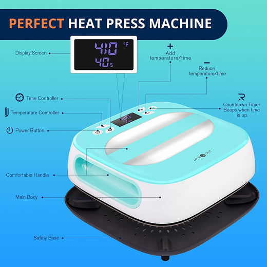Portable Heat Press Machine - 10X10 for T Shirts, Sublimation